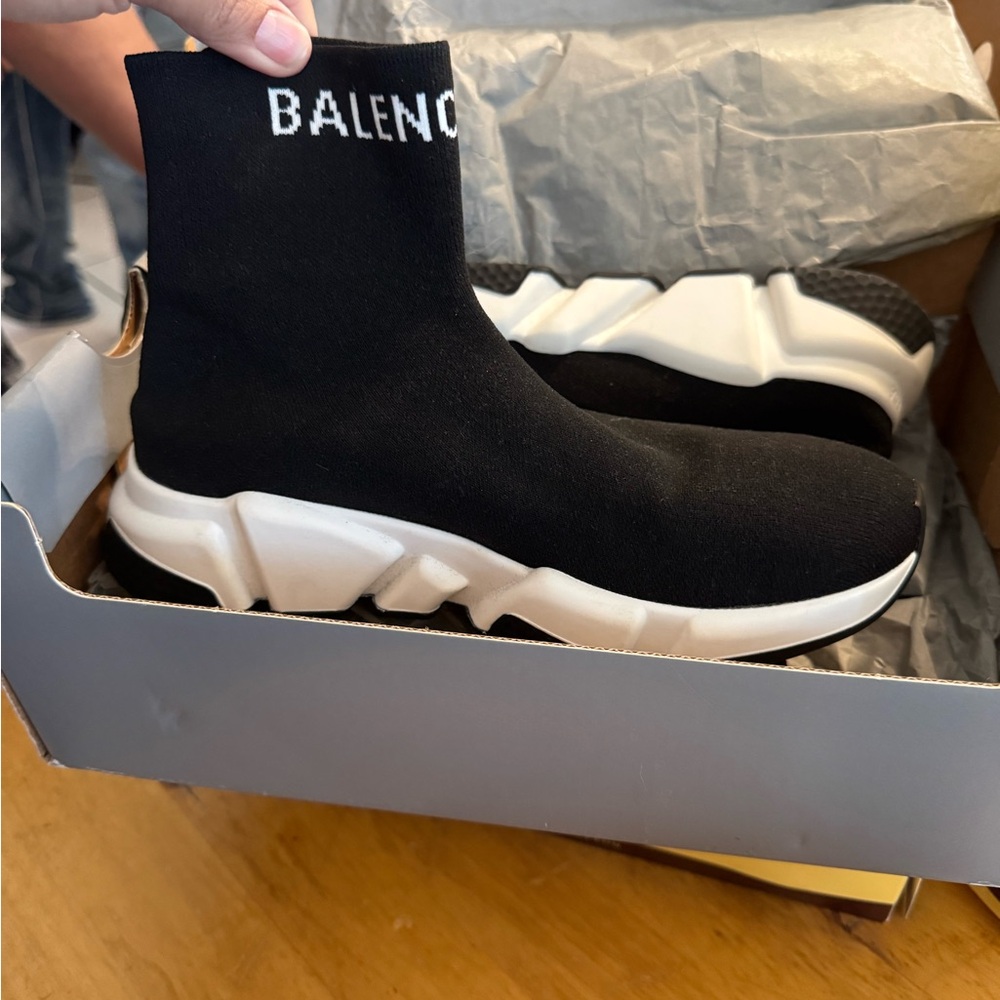 Balenciaga Black and White Sock Sneakers